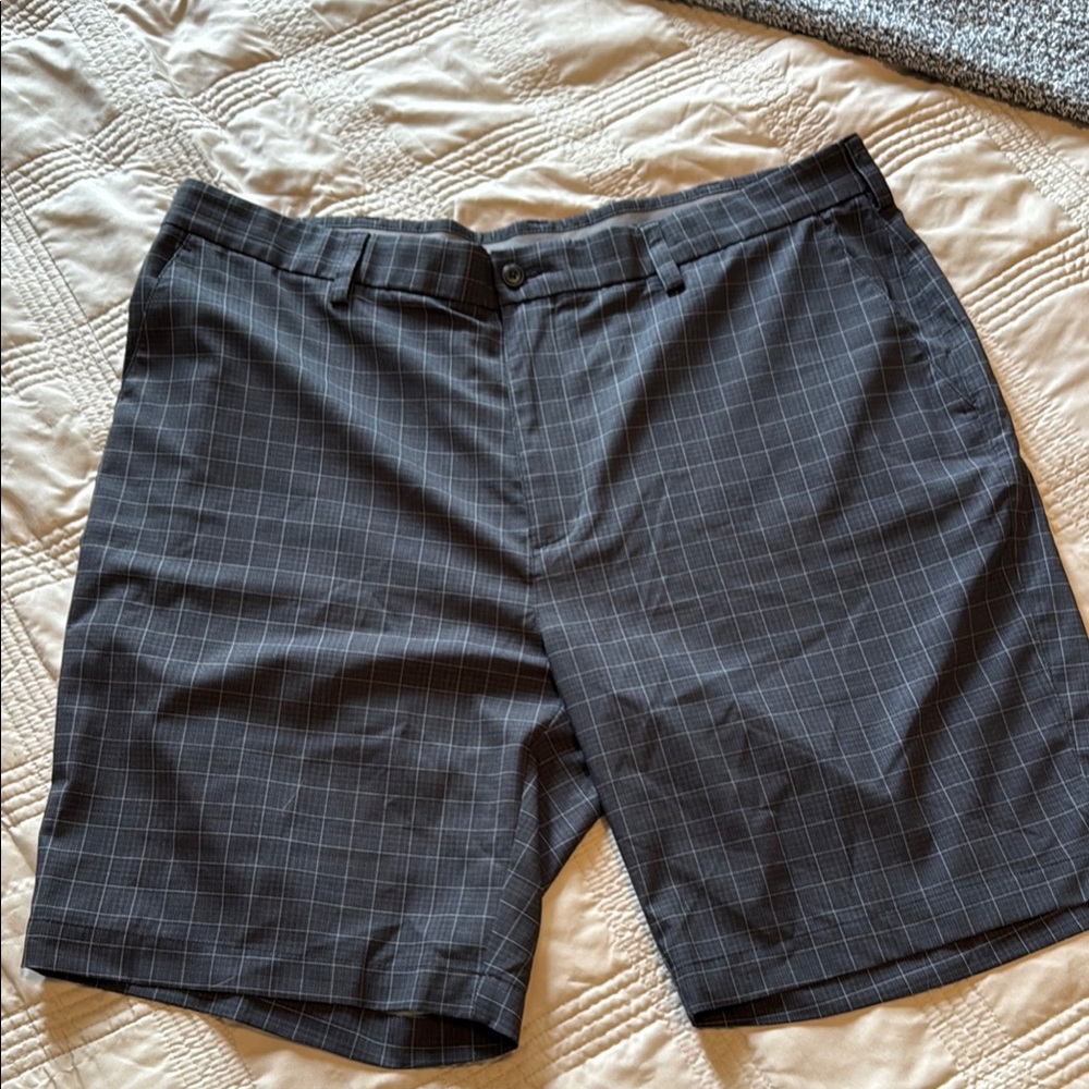 Blue Flat Front Casual Shorts